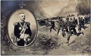 Immage de propagande du Roi de Serbie  pour attiser la ferveur militaire.
