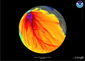 Visualisation de l'étendue des radiations dans l'océan Pacifique.