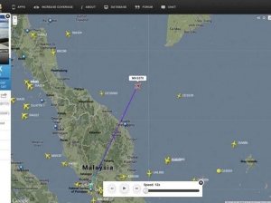Dernier point connu du vol MH370.